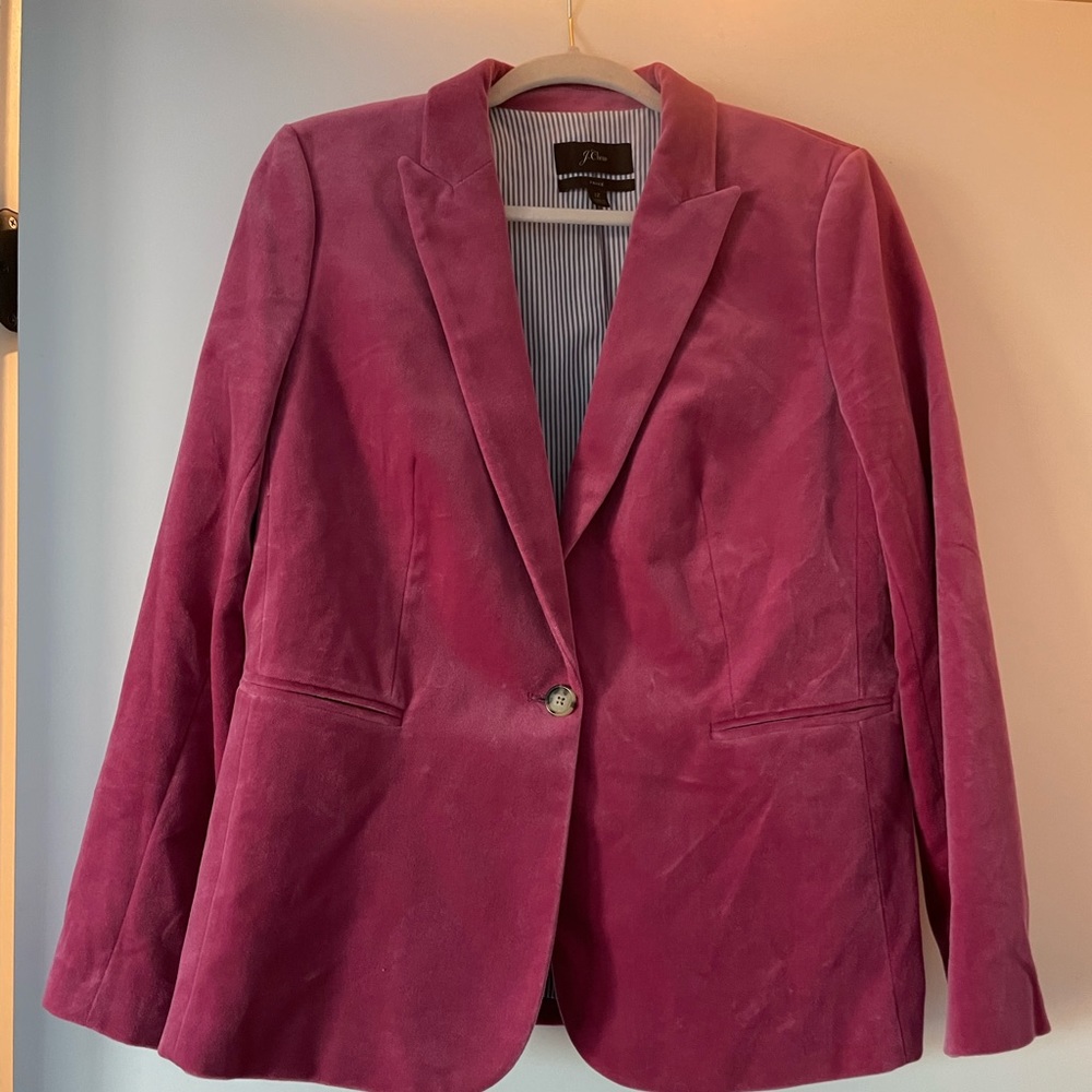 J Crew parks pink velvet blazer